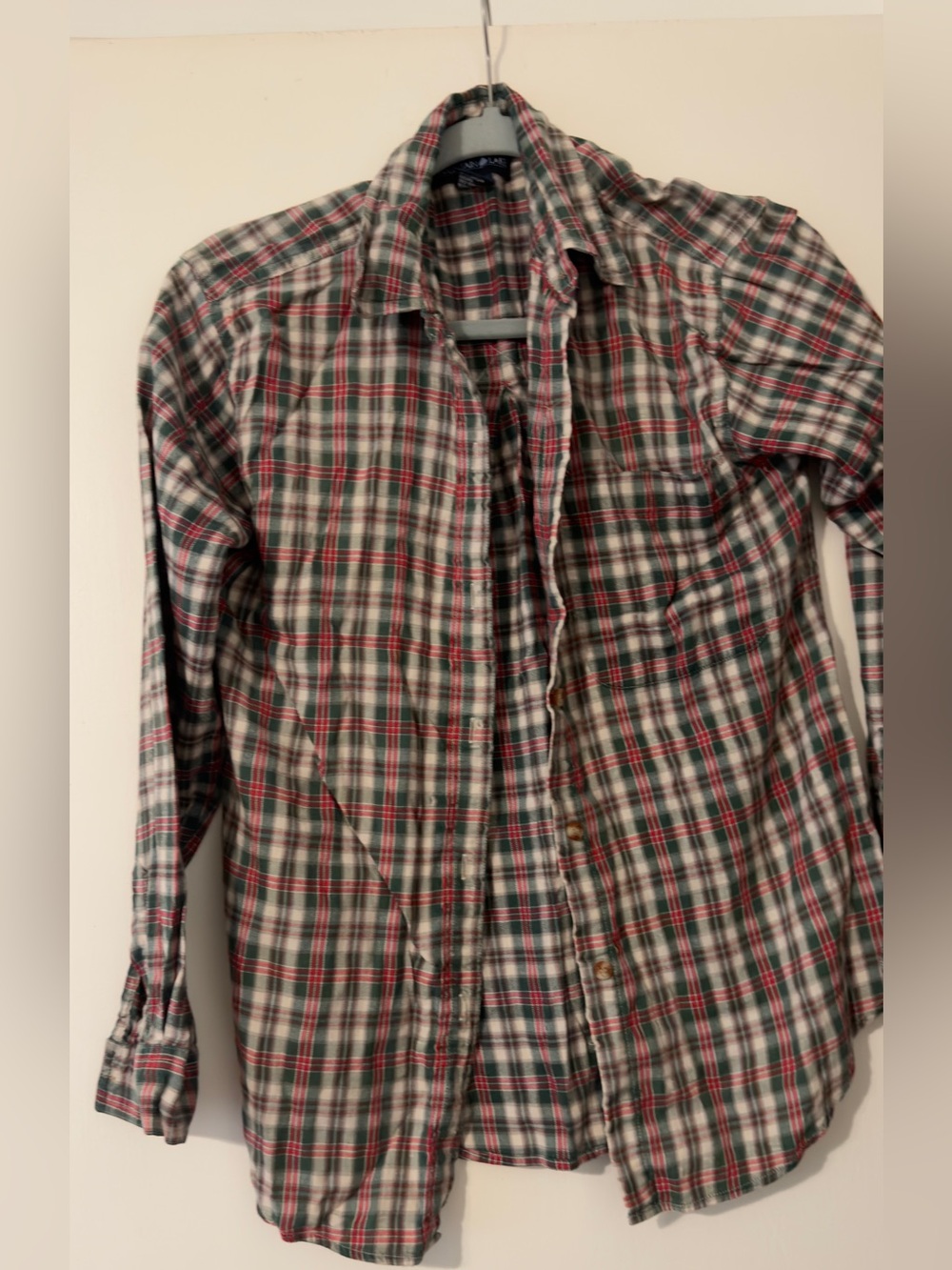 Mountain Lake Women's Red, Green & White Plaid Button-Down Shirt